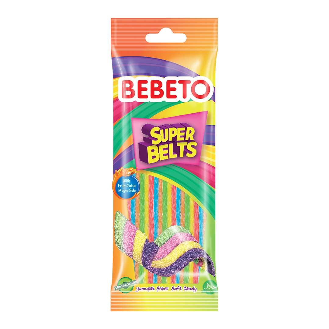 پاستیل نواری رنگی ببتو 75 گرم Bebeto Super Belts