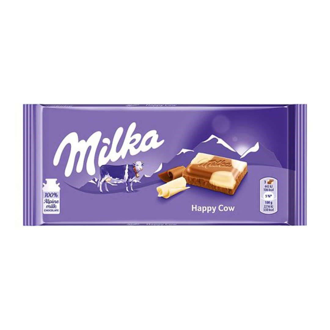 شکلات سفید و شیری 100 گرمی میلکا Milka Happy Cows