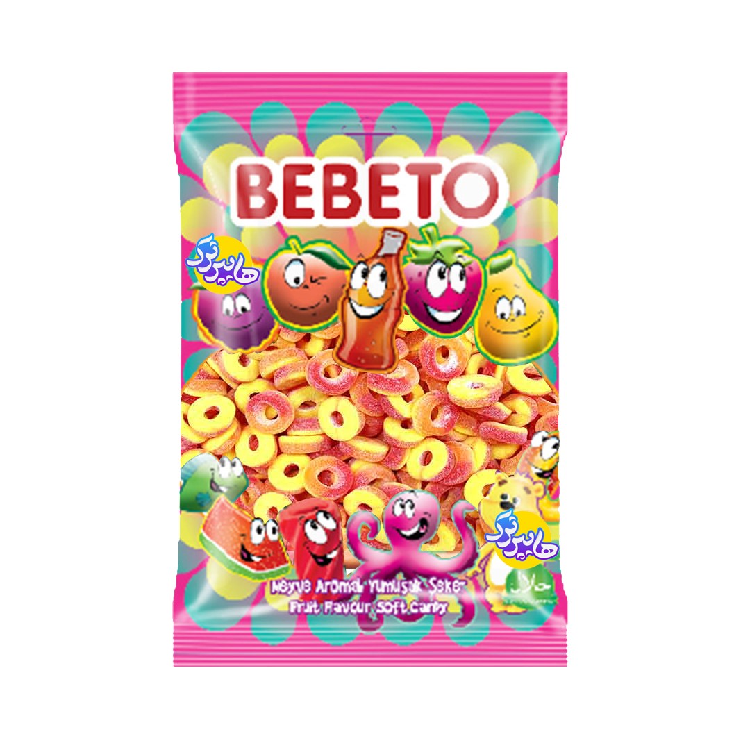 پاستیل ببتو مدل حلقه هلویی بسته یک کیلویی Bebeto