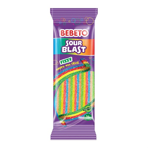 پاستیل شکری نواری رنگین کمان ترش ببتو Bebeto Mix Fruit